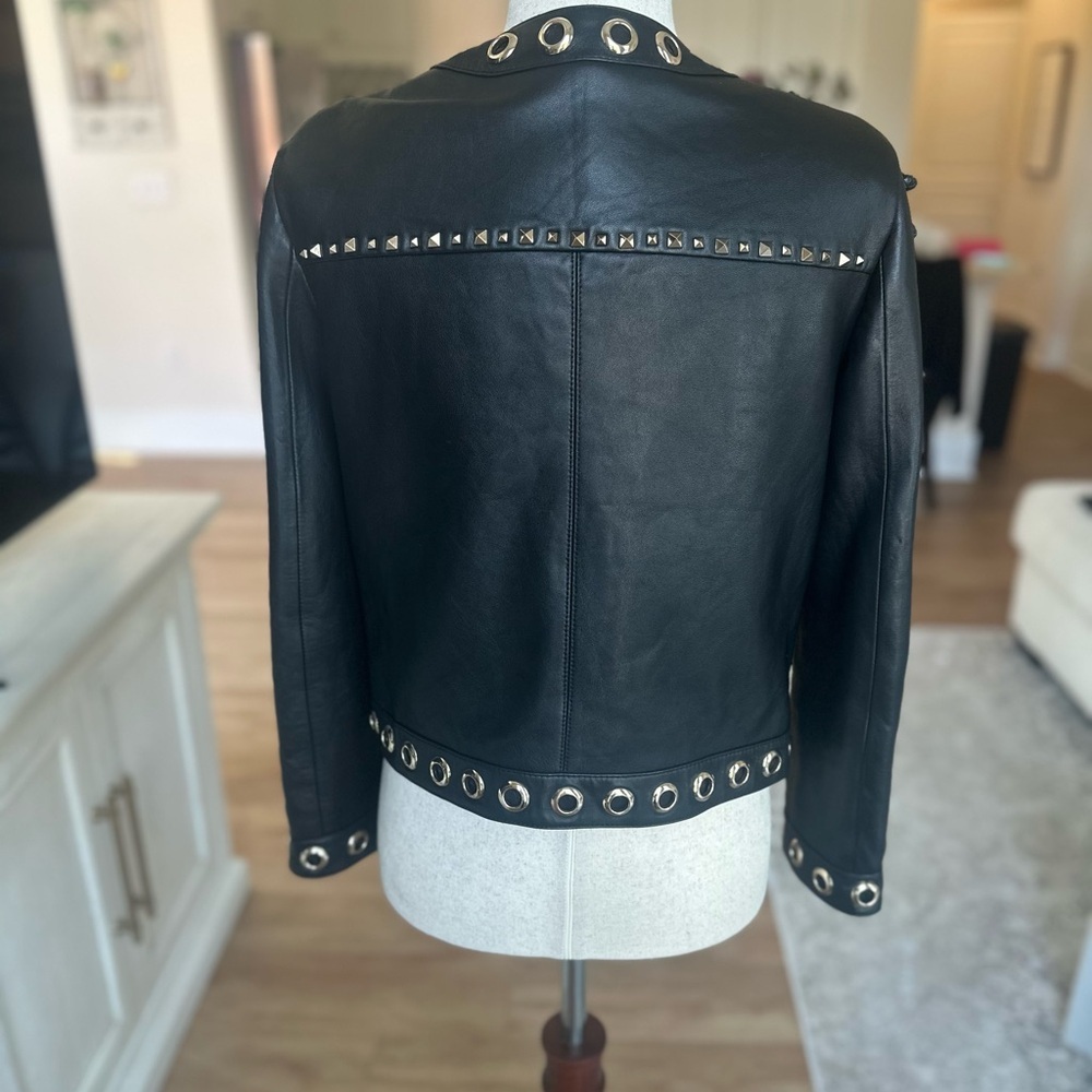 Alice + Olivia Black and Gold Leather Jacket - Picture 8 of 10